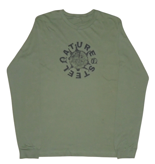 "Tree rings" army green long sleeve tee